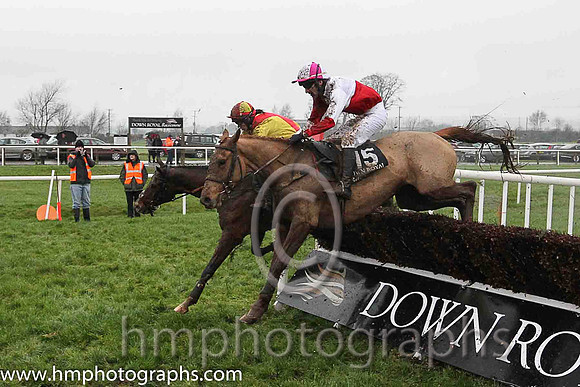 09th Archview Sunshine ( 15 , red and white qtrd ) and N. Gault (7) - Trainer : Mrs Holly McGahan - Owner : Mrs Holly McGahan