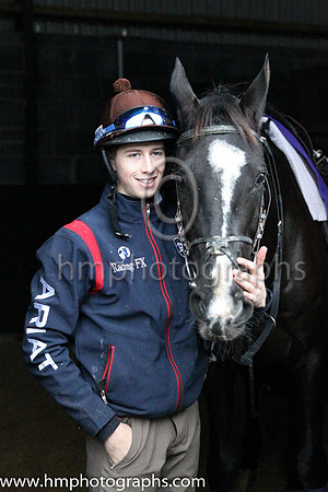 Don Cossack and Bryon Cooper at the Leopardstown  Horse Racing Ireland launch of the Christmas Festival at Gordon Elliot's yard