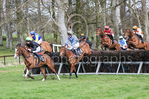 1st Star of Hoiho (24, light bkue and green diamonds) , jockey J W Hendrick