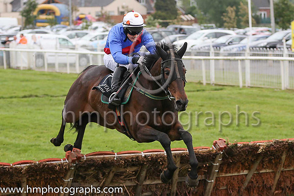 01st Fleurys Fort (7, royal blue, red sash) and Ryan Treacy, Trainer L Young, Owner Mrs Margaret Marshall