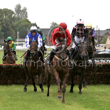 Letherbelucky & P Townend - 2nd (1, royal blue, light blue star) , Top Madam & D J Condon - Winner (8, red, emerald green cross) & Bobbina & Andrew J McNamara - 3rd (2, black & pink diamo - FT8E5121-e