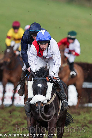 02nd LUCKY BUTTONS and M J O'Hare ( 11 , RED  WHITE QTD; white sleeves; blue cap,white star ) Trainer: Graham McKeever,, Owner : Racing Syndicate Ballynure Old Boys