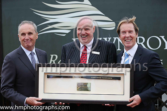 Mr James Nicholson , Chairman of the Down Royal Committee of The Freemen, Willie Jack of Hamilton and Kirk and Mike Todd Manager of Down Royal
