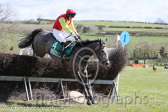 FIRST OUTCOME and J Canavan ( 5 , PURPLE; black, plain sleeves; black cap ) Trainer: Liam Lennon,, Owner : Jonathan Canavan