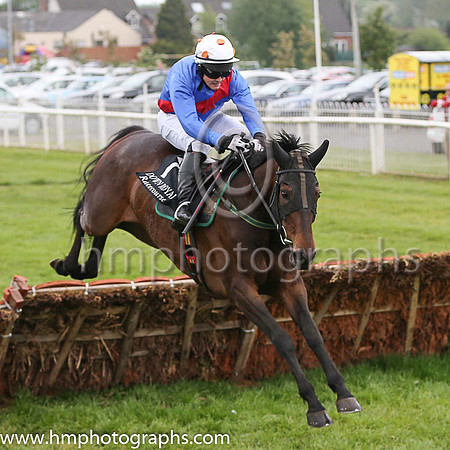 01st Fleurys Fort (7, royal blue, red sash) and Ryan Treacy, Trainer L Young, Owner Mrs Margaret Marshall