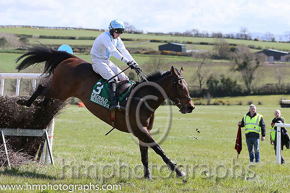 02nd ALMOST THERE and M J O'Hare ( 3 , WHITE,light blue chevron; white sleeves; light blue cap ) Trainer: J.G. Cosgrave,, Owner : J.G. Cosgrave