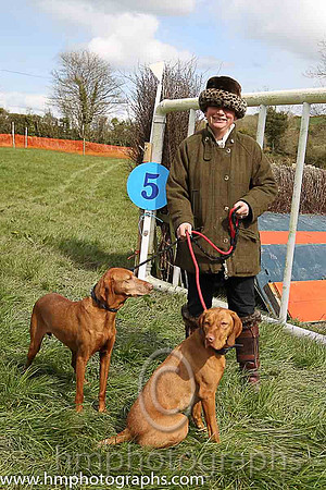 Lucy Livingstone from Markethill with her two Lizslas dogs, Drame and Trouble at County Down Hounds P2P at Loughbrickand
