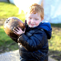 Daniel Buchanan from Belfast enjoying the mud at Moneyglass