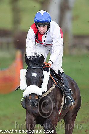 02nd LUCKY BUTTONS and M J O'Hare ( 11 , RED  WHITE QTD; white sleeves; blue cap,white star ) Trainer: Graham McKeever,, Owner : Racing Syndicate Ballynure Old Boys
