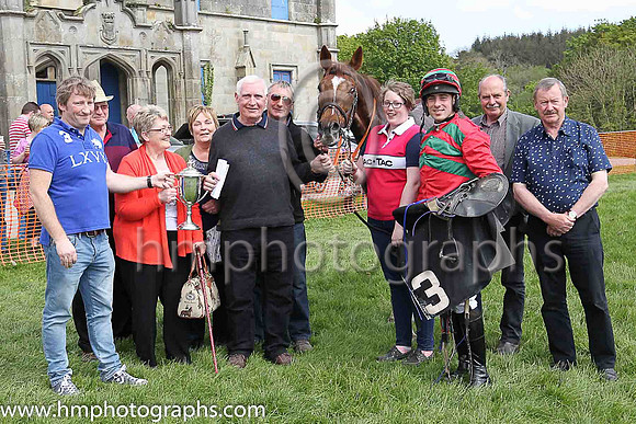 01st MAPLE MONS and B O'Neill ( 3 , RED,green chevrons; red, plain sleeves; red  green hooped cap ) Trainer: D.M. Christie,, Owner : David Charles  Arron Charles