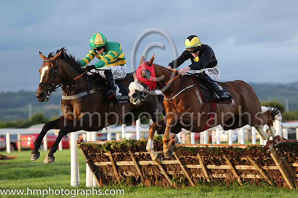 02nd Badgerfort and Niall P Madden (2, emerald green and orange hooped), trainer Niall Madden and 01st Vote of Confidence and Jack Kennedy (7, black, yellow cross) , trainer Gordon Eiliott