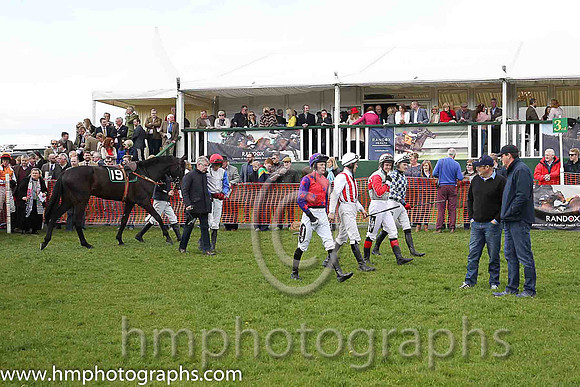 Riders enter the parade ring at the Randox Killultagh, Old Rock an Chichester Hunt at Crumlin sponsored