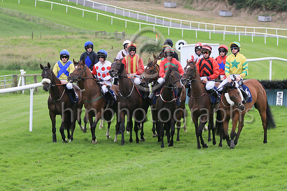 At the start for Race 6 - The Silk Plaster NI Handicap Hurdle at The Family Fun Raceday at Downpatrick Race Course on Wednesday 13th July 2022.