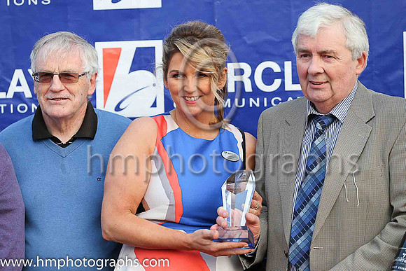 Joanne McSeveney senior Manager in Barclay Communications presenting the prizes at Down Royal