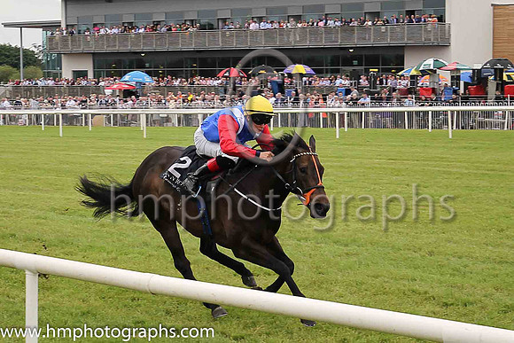 01st Lady Mega and Robbie Downey , trainer Edward Lynam winners of The Louis Roederer Handicap at Down Royal