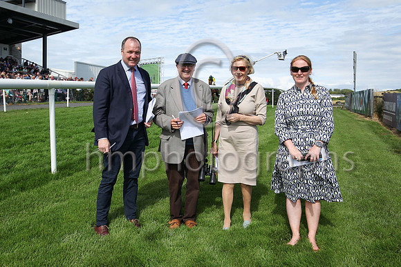 Raceday Stewards Paul Deegan, Mrs Alison Millar (Chairperson), Frankie Firzsimmins and Ms Tracy O'Meara Clerk of the Course at The Family Fun Raceday at Downpatrick Race Course on Wednesday 13th July
