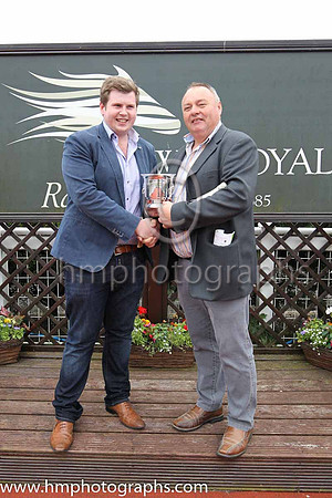 Jonny McCausland and Michael Mulvaney afterJembatt and Chris Hayes, trainer Michael Mulvany won of the Value Cabs Handicap at Down Royal