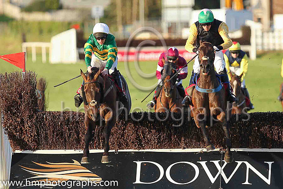 01st Elegant Statesman (7, emerald green and orange hooped) and Mark Walsh, trainer Henry De Bromhead. Owner John P McManus