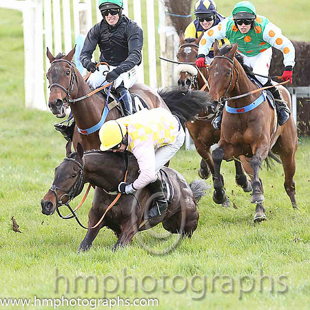 STORM HOME and M J O'Hare ( 11 , PINK  YELLOW CHECK; pink sleeves; yellow cap ) Trainer: Warren Ewing,, Owner : Warren Ewing