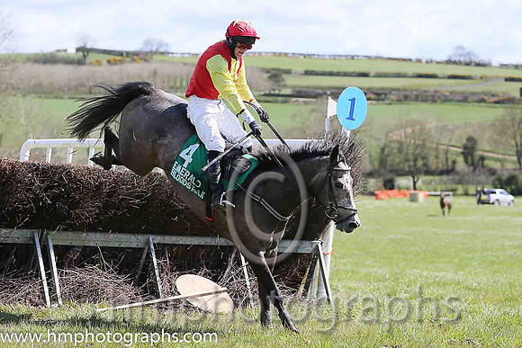 FIRST OUTCOME and J Canavan ( 5 , PURPLE; black, plain sleeves; black cap ) Trainer: Liam Lennon,, Owner : Jonathan Canavan