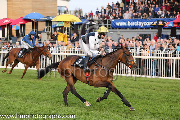 01st Duckweed (3, black and white diabolo,white sleeves, yellow cap) and Mark Bolger, Trainer Mrs John Harrington, Owner Kieran Guinness