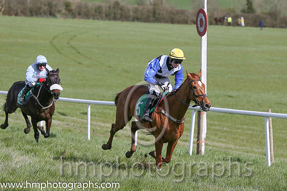 01st KINNACALLY and J C Barry ( 5 ,Antrim (H) - BLACK,white cross belts; blue sleeves; yellow cap ) Trainer: Paul McAleese,, Owner : William Logan