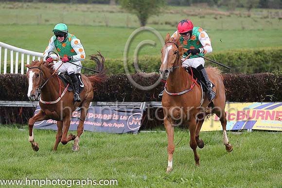 01st CALINO D'AIRY (FR) and J P O'Rourke ( 6 , EMERALD GREEN,orange spots; white,orange spots sleeves; emerald green cap ) Trainer: Donnchadh Doyle,, Owner : Syndicate Monbeg