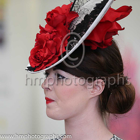 Stacey Caldwell from Banbridge winner of the Most appropriately dressed lady competition at Ladies Day at Downatrick Racecourse sponsored by Downe Travel of Downpatrick. Stacey won a trip to New York.