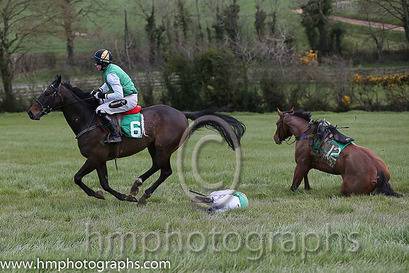 SECRET MAHLER and B O'Neill ( 12 , EMERALD GREEN,orange spots; white,orange spots sleeves; emerald green cap ) Trainer: Sean Thomas Doyle,, Owner : Syndicate Monbeg
