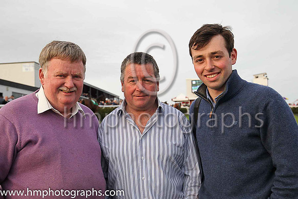 Local trainers Sean McParlan, Liam Lennon and assistant trainer Marshall Watson all with horses running in the Frank Fitzsimmons Maiden Hunters Steeplechase at Downpatrick