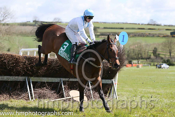 02nd ALMOST THERE and M J O'Hare ( 3 , WHITE,light blue chevron; white sleeves; light blue cap ) Trainer: J.G. Cosgrave,, Owner : J.G. Cosgrave