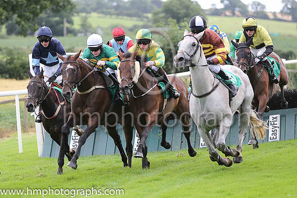Fell Twilight Shadow and Mr D G Lavery ( 4 , dark blue, light blue star ) Trainer - B R Hamilton