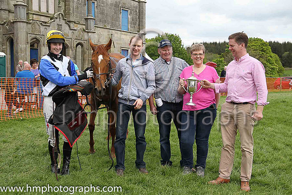01st KINNACALLY and J C Barry ( 4 ,Antrim (H) - BLACK,white cross belts; blue sleeves; yellow cap ) Trainer: Paul McAleese,, Owner : William Logan
