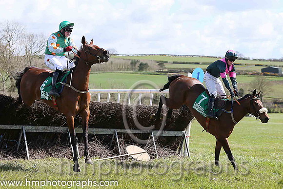 MONBEG MOCKINGJAY and R James ( 6 , EMERALD GREEN,orange spots; white,orange spots sleeves; emerald green cap ) Trainer: Sean Thomas Doyle,, Owner : Syndicate Monbeg