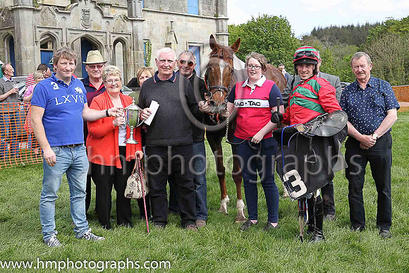 01st MAPLE MONS and B O'Neill ( 3 , RED,green chevrons; red, plain sleeves; red  green hooped cap ) Trainer: D.M. Christie,, Owner : David Charles  Arron Charles