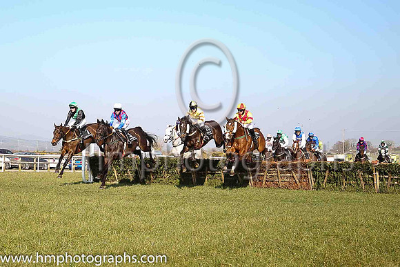13thF Tyrone Tiger ( 3 , red and royal blue stripes ) and C.M. Collins (2) - Trainer : Miss Suzy Barkley - Owner : Applepie Syndicate