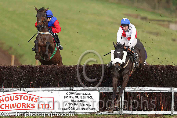 MARTHA MAY and Miss A O;Sullivan ( 1 , ROYAL BLUE,red hoop; red sleeves; red cap ) Trainer: S. Michael Millar,, Owner : S. Michael Millar
