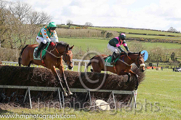 MONBEG MOCKINGJAY and R James ( 6 , EMERALD GREEN,orange spots; white,orange spots sleeves; emerald green cap ) Trainer: Sean Thomas Doyle,, Owner : Syndicate Monbeg
