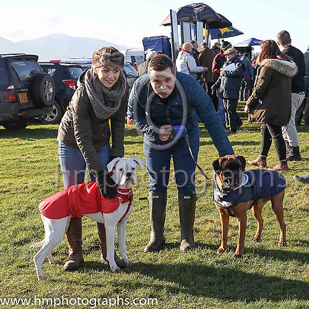 Ellen Kirkpatrick and Jonny Graham from Moneyreagh with boxers Fara and Ralph at Tyrella P2P