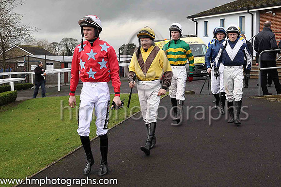 Danny Mullins, Robbie Colgan, Donagh Meyler, Ricky Doyle, Dennis O'Regan on the way to the parade ring at Down Royal for the second race