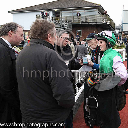 Rachael Blackmore talks to the press after her win on Camlann at Down Royal