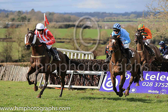 01st ANSEANACHAI CLISTE and M McConville ( 1 , RED  WHITE STRIPES; red sleeves; white cap ) Trainer: Stephen McConville,, Owner : Michael McConville