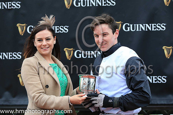01st Bright Tomorrow and M J Bolger ( 1 , black and white hlvd ) Trainer - Mrs J Harrington , Owner - Michael Buckley.Presentatio by Katie Reid form Guinness