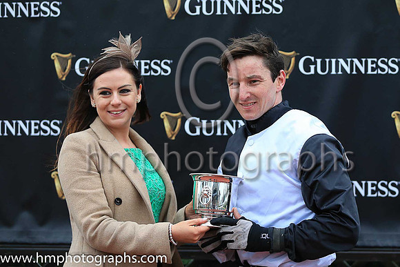 01st Bright Tomorrow and M J Bolger ( 1 , black and white hlvd ) Trainer - Mrs J Harrington , Owner - Michael Buckley.Presentatio by Katie Reid form Guinness