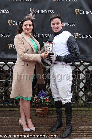 01st Bright Tomorrow and M J Bolger ( 1 , black and white hlvd ) Trainer - Mrs J Harrington , Owner - Michael Buckley.Presentatio by Katie Reid form Guinness