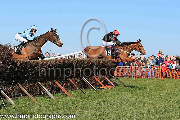 LARGY LEGS and A J Fox ( 8 , LIGHT BLUE,navy seams; light blue sleeves; light blue cap,purple star ) Trainer: S.R.B. Crawford , Owner : Martin McGroggan Raymond Scullion