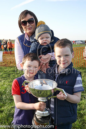 Laura McAleese, owner of Rossamilan winner of the Macauley Wray LLP Maiden Race for 6-Y-O and Upwards Geldings and Novice Riders at the Route P2P at Portrush , wife of trainer Paul McAleese and childr