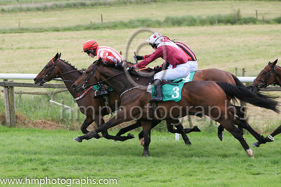 02nd Red Ball Of Fire (3 ,maroon, white chevron ) Jockey: I J Power ,Trainer: Mark Michael McNiff