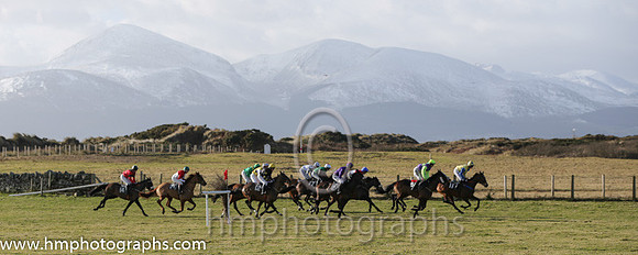 Point to Point at Tyrella in the shadow of the snow covered Mourne Mountains