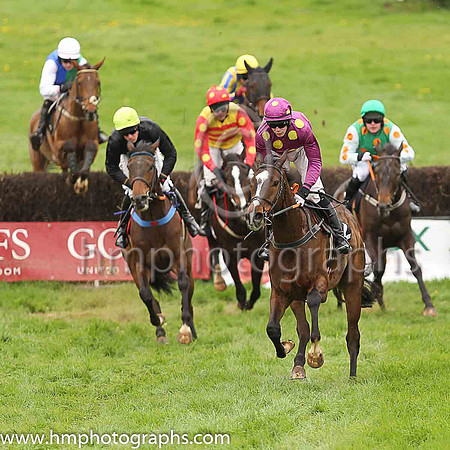 01st NOT MANY LEFT and B O'Neill ( 11 , BLACK; green cap ) Trainer: Colin Bowe,, Owner : Partnership Milestone Racing